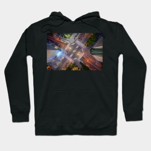 Abstract aerial top down view of crossroad Hoodie